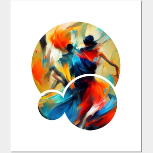 Woman Dancing Silhouette, abstract oil painting Posters and Art